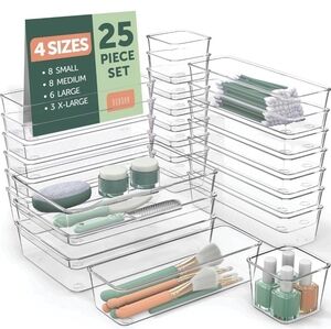 Clear and Green 25-Piece Storage Organizer Set